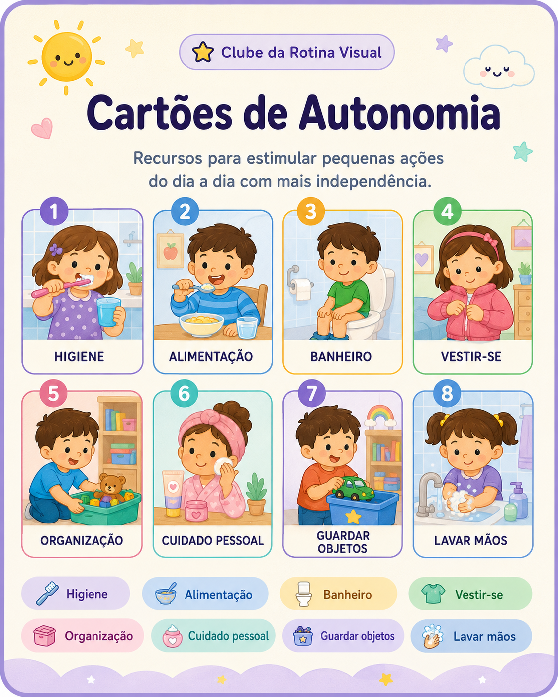 Cartões de Autonomia para crianças